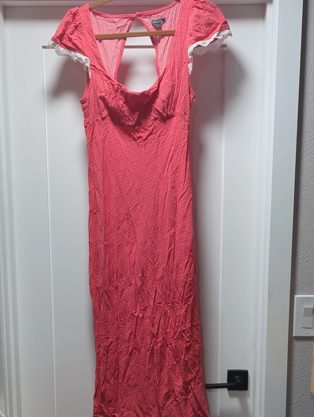 wild fable Coral Pink Maxi Dress with White Lace Trim - Picture 1 of 5